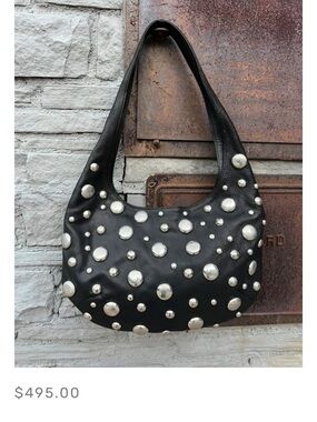 Not Rational Black Studded Leather Shoulder Bag